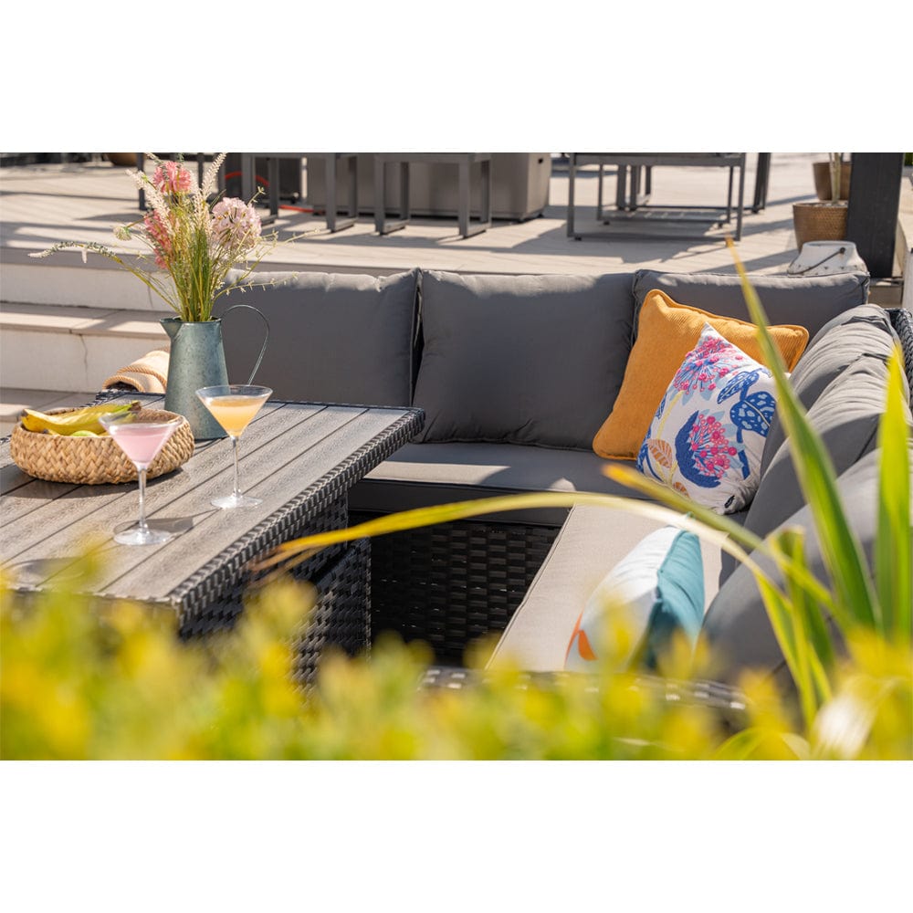 Rosen 9 Seater Rattan Garden Dining Set With Lift-Up Table And 3 Stools