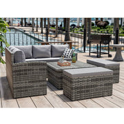 Rosen 9 Seater Rattan Dining Corner Sofa Set with Rising Table In Grey with rain cover option