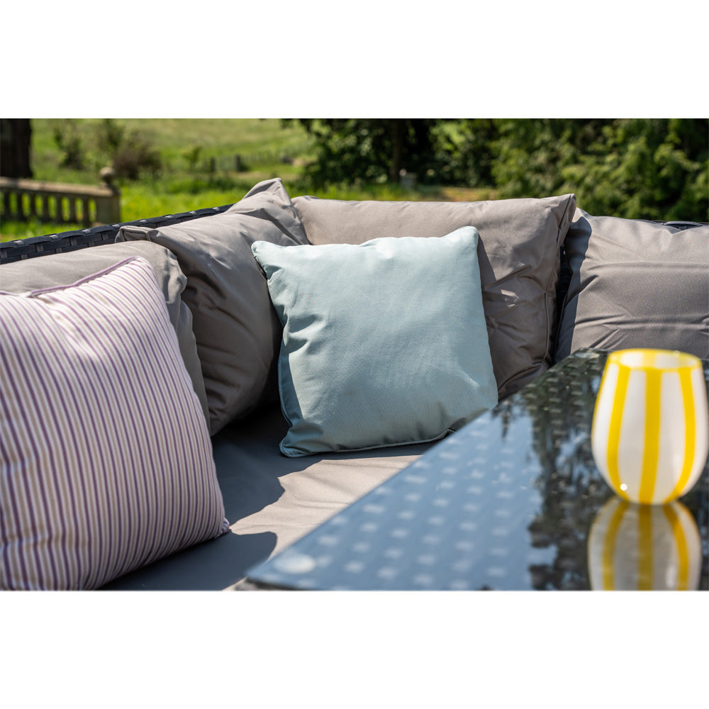 Rosen Rattan Garden Furniture 9 Seater Corner Sofa Rising Table Set With 2 Benches In Grey