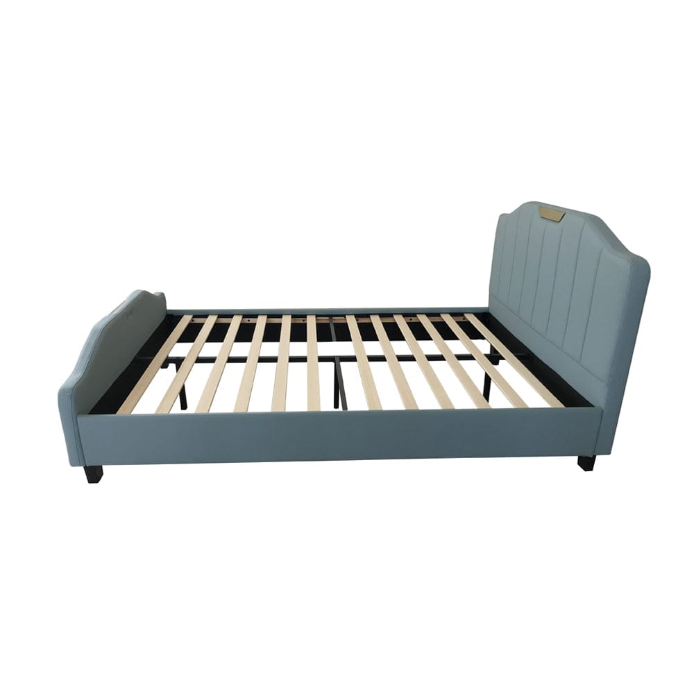 Retro PU Leather Upholstered Bed Frame Double Bed Frame