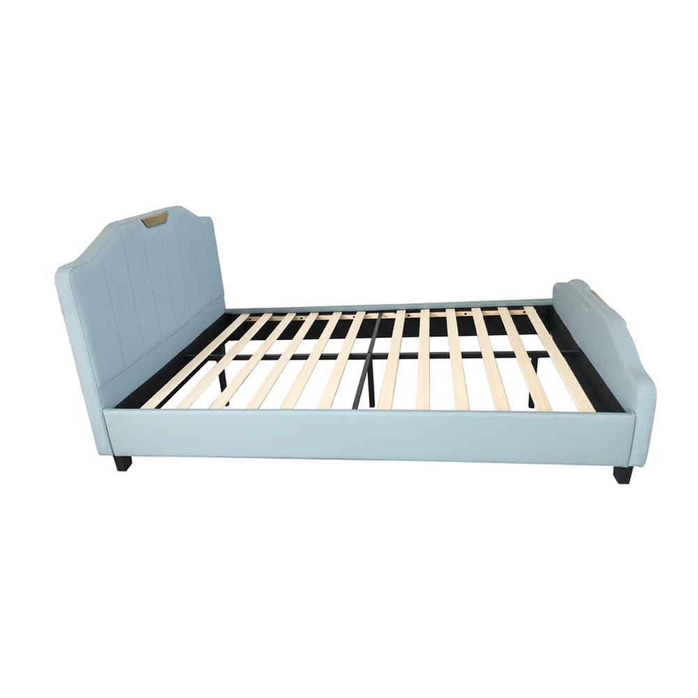 Retro PU Leather Upholstered Bed Frame Double Bed Frame