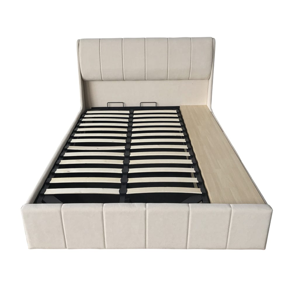 Velvet Upholstered Lift Up Ottoman Bed Frame with 3 Drawers Double Bed