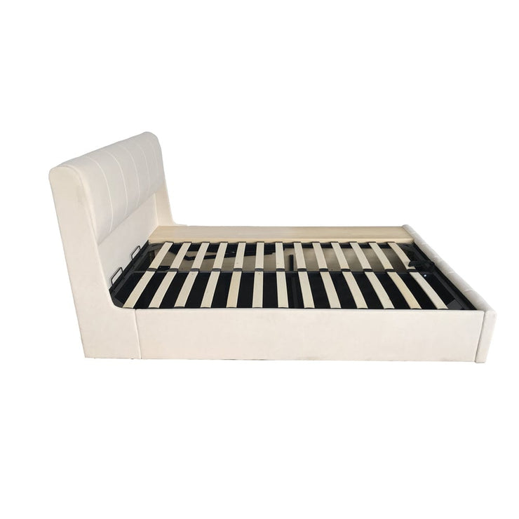 Velvet Upholstered Lift Up Ottoman Bed Frame with 3 Drawers Double Bed