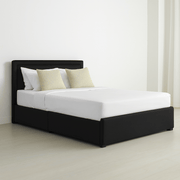 Modern White PU Bed Frame with 4 Drawers and LED Light Head Board and Charging Ports