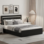 Modern White PU Bed Frame with 4 Drawers and LED Light Head Board and Charging Ports