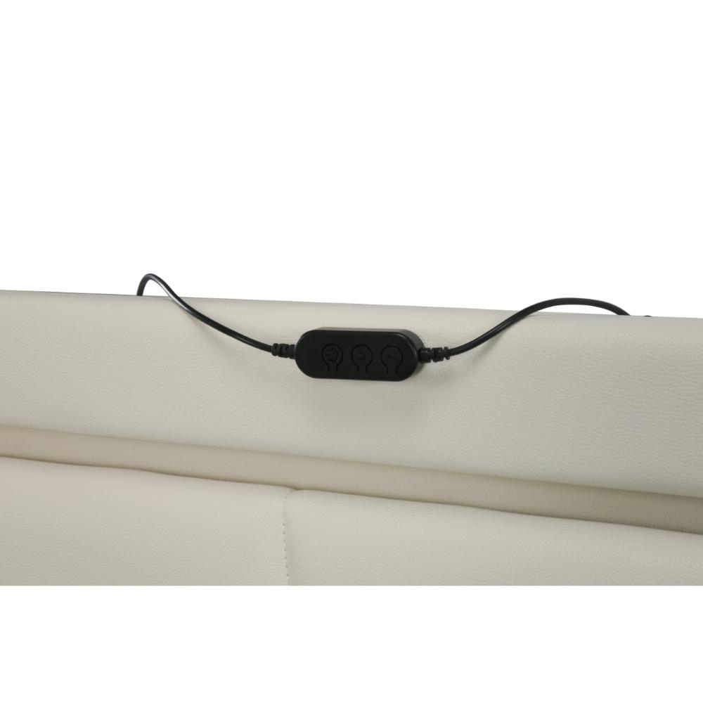 Modern White PU Bed Frame with 4 Drawers Storage and LED Light Head Board and Charging Ports
