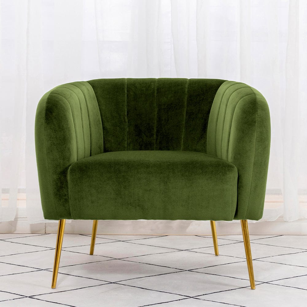 Russell Velvet Armchair In Moss Green1