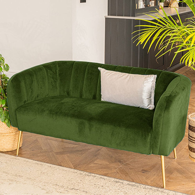 Russell Velvet Two Seater Sofa In Moss Green