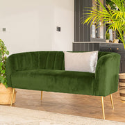 Russell Velvet Two Seater Sofa In Moss Green