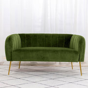 Russell Velvet Two Seater Sofa In Moss Green