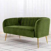 Russell Velvet Two Seater Sofa In Moss Green