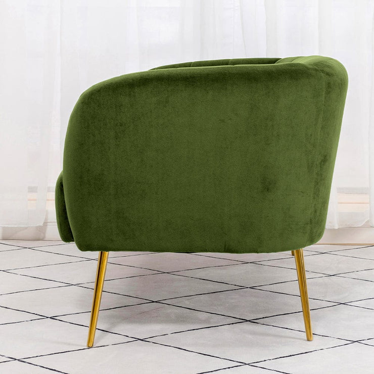 Russell Velvet Two Seater Sofa In Moss Green