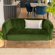 Russell Velvet Two Seater Sofa In Moss Green