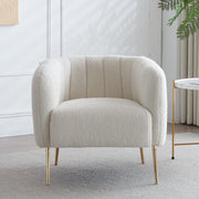 Russell Boucle Armchair Accent chair In White Teddy Fabric