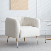 Russell Boucle Armchair Accent chair In White Teddy Fabric