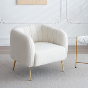Russell Boucle Armchair Accent chair In White Teddy Fabric