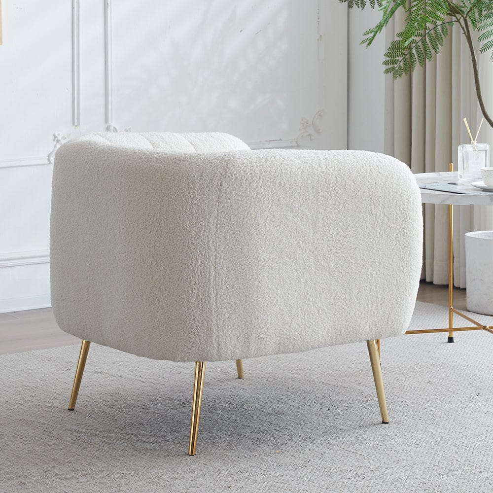 Russell Boucle Armchair Accent chair In White Teddy Fabric
