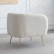 Russell Boucle Armchair Accent chair In White Teddy Fabric