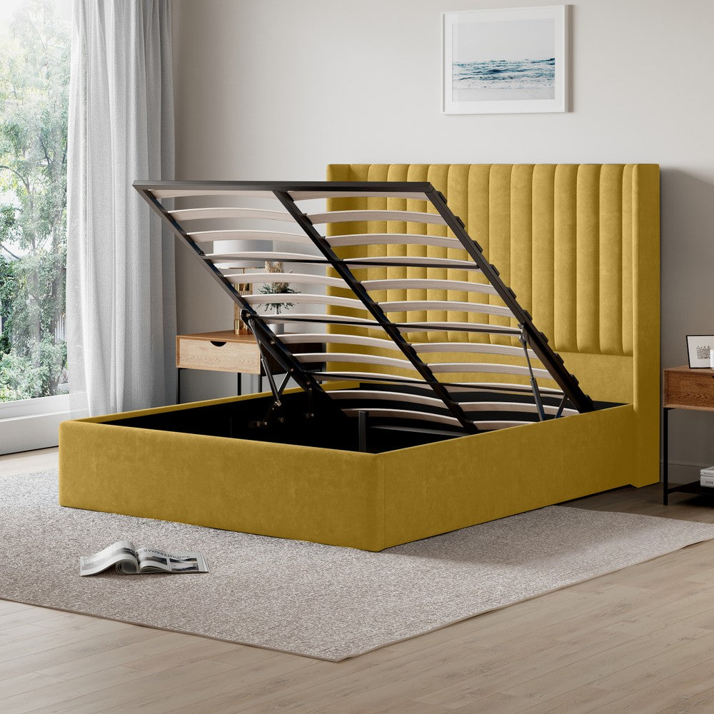 Russell Pneumatic Ottoman Storage Bed Double / King Bed Lift Up Storage Bed Frame