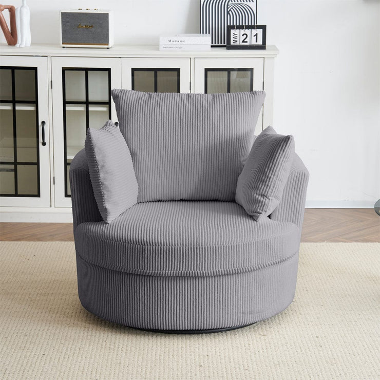 Ruth Corduroy Swivel Armchair With Scatter Cushions