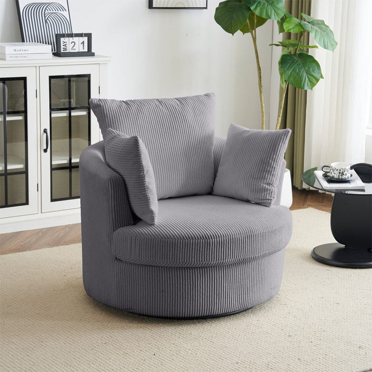 Ruth Corduroy Swivel Armchair With Scatter Cushions