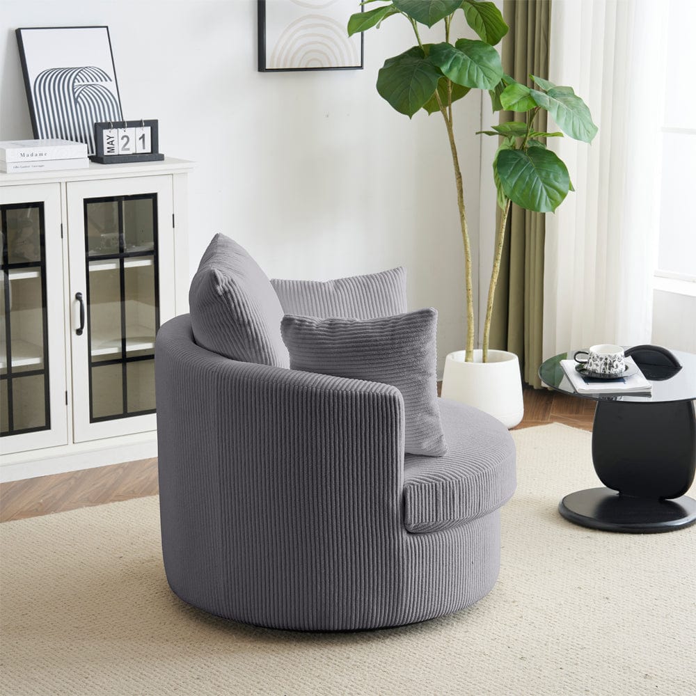 Ruth Corduroy Swivel Armchair With Scatter Cushions