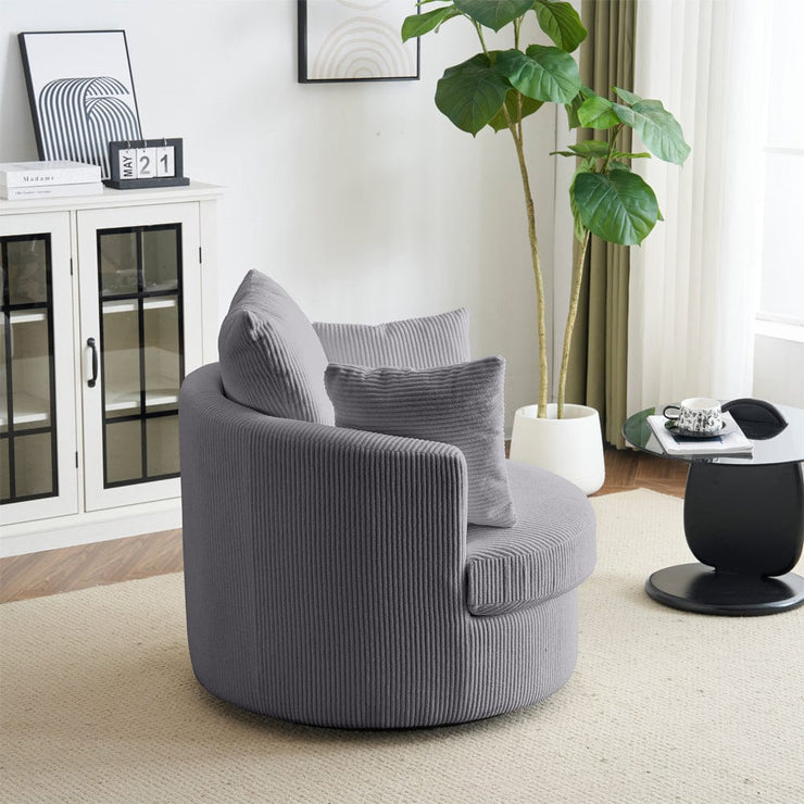 Ruth Corduroy Swivel Armchair With Scatter Cushions