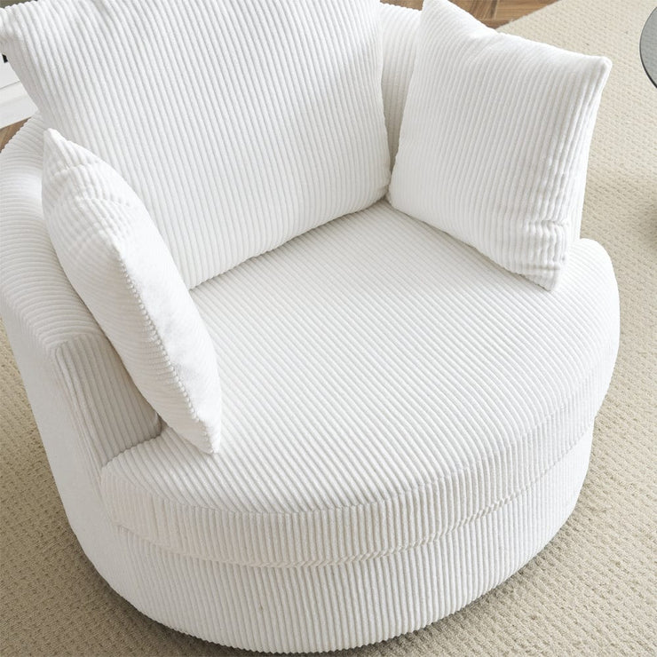 Ruth Corduroy Swivel Armchair With Scatter Cushions