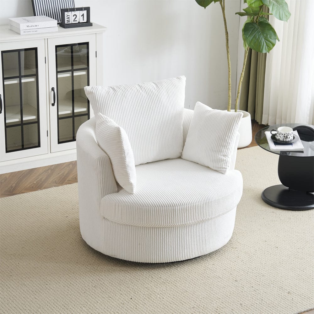 Ruth Corduroy Swivel Armchair With Scatter Cushions