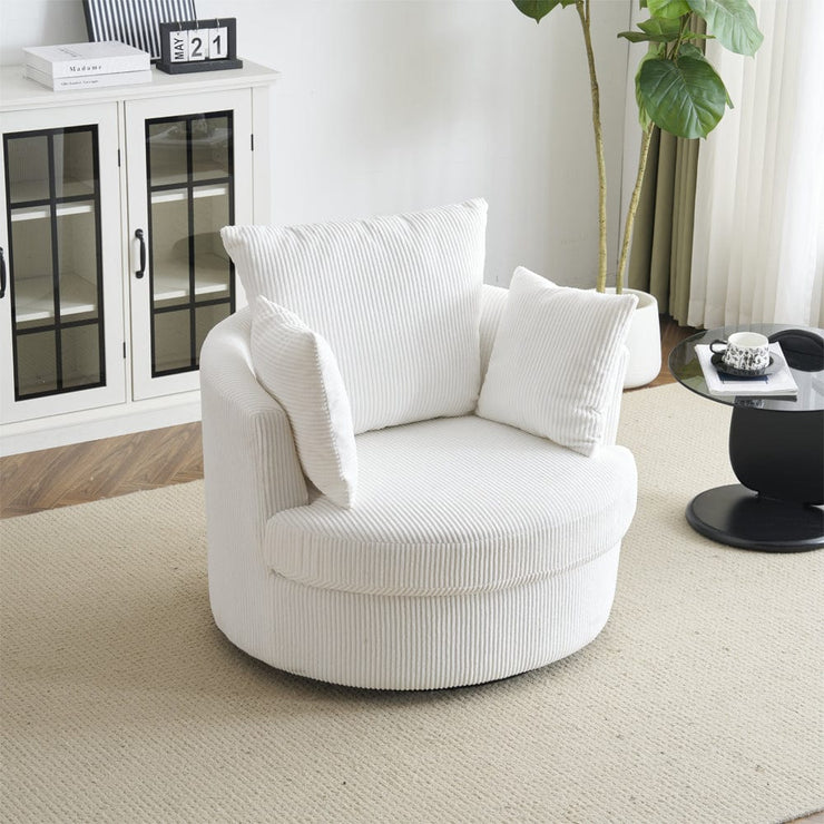 Ruth Corduroy Swivel Armchair With Scatter Cushions