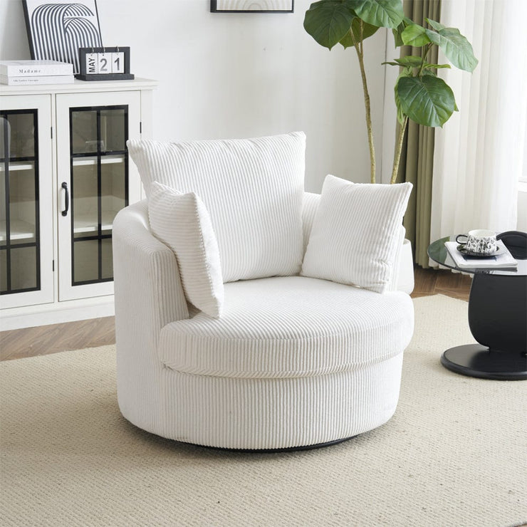 Ruth Corduroy Swivel Armchair With Scatter Cushions