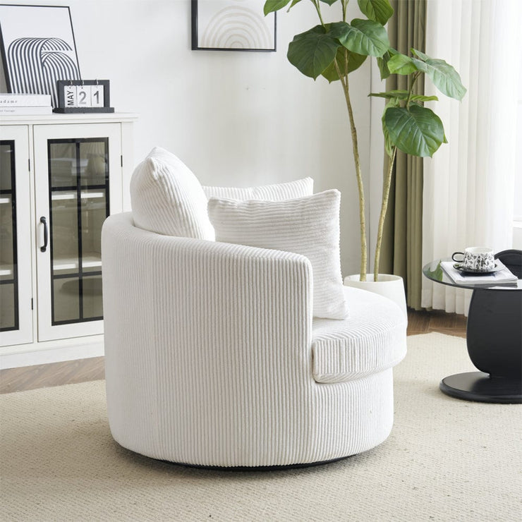 Ruth Corduroy Swivel Armchair With Scatter Cushions