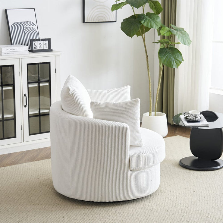 Ruth Corduroy Swivel Armchair With Scatter Cushions
