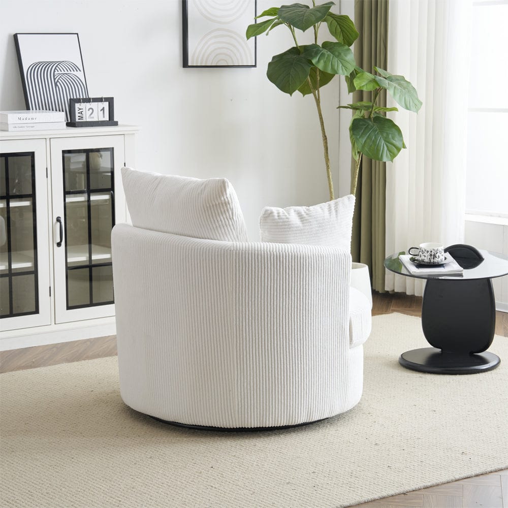 Ruth Corduroy Swivel Armchair With Scatter Cushions