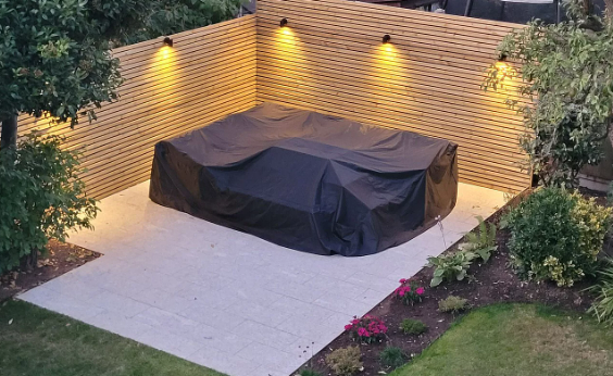 Berlin Large 9 seater Outdoor Fabric and Aluminium Corner Garden Dining Set with Fire Pit Table