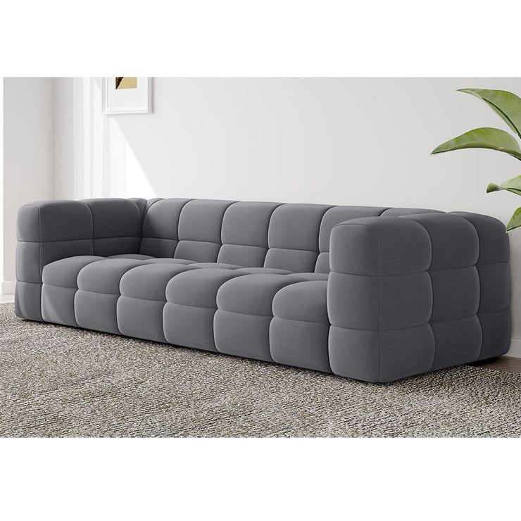 Serenity Latex Foam Boucle Sofa Ottoman Set In Grey