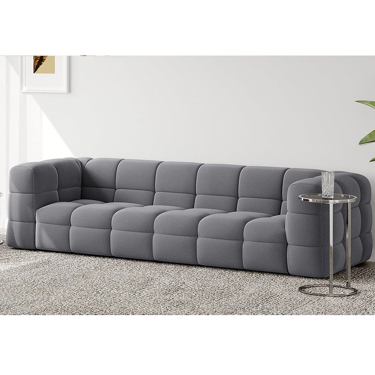 Serenity Latex Foam Boucle Sofa Ottoman Set In Grey