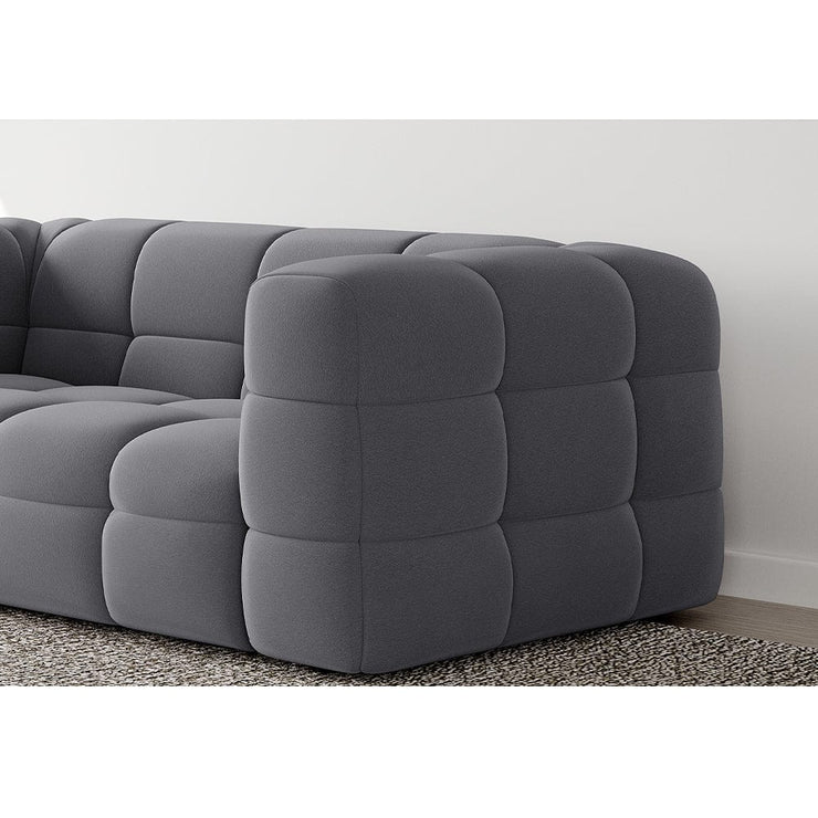 Serenity Latex Foam Boucle Sofa Ottoman Set In Grey