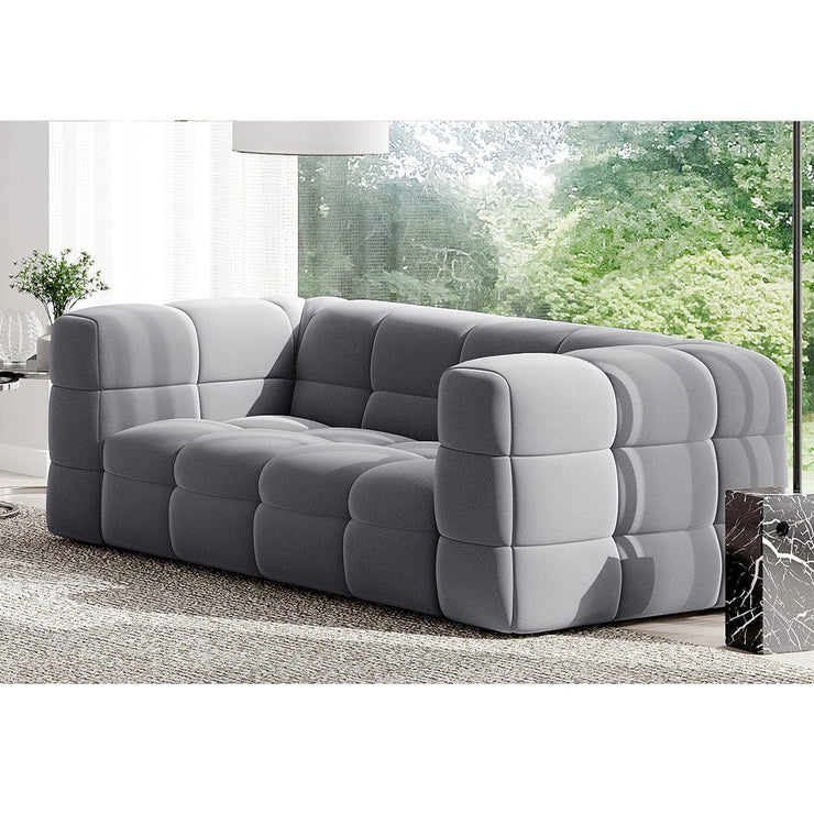 Serenity Latex Foam Boucle Sofa Ottoman Set In Grey