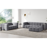 Serenity Latex Foam Boucle Sofa Ottoman Set In Grey