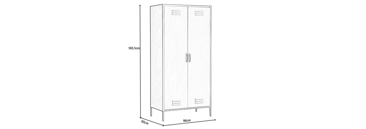 Lokki® 2 Doors Wardrobe Storage Locker cabinet With Adjustable Shelf