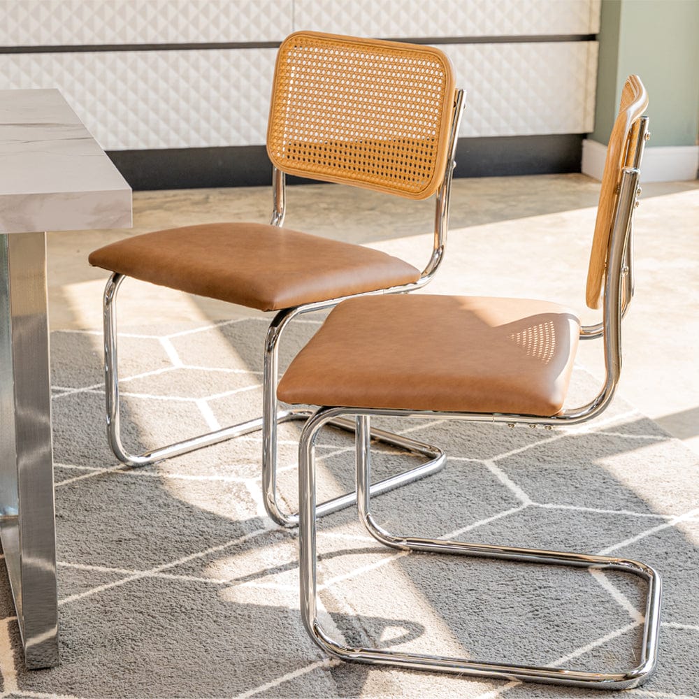 Set Of Boho PU Rattan Dining Chairs - Main Image