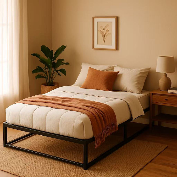 Basics Metal Platform Bed Frame with Slatted Frame Single Bed Double Bed King Bed