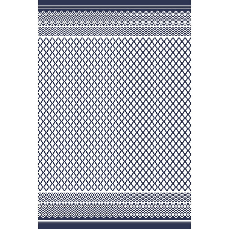 Summerfushion Outdoor Garden Waterproof Reversible Rectangle Rug in Blue and White