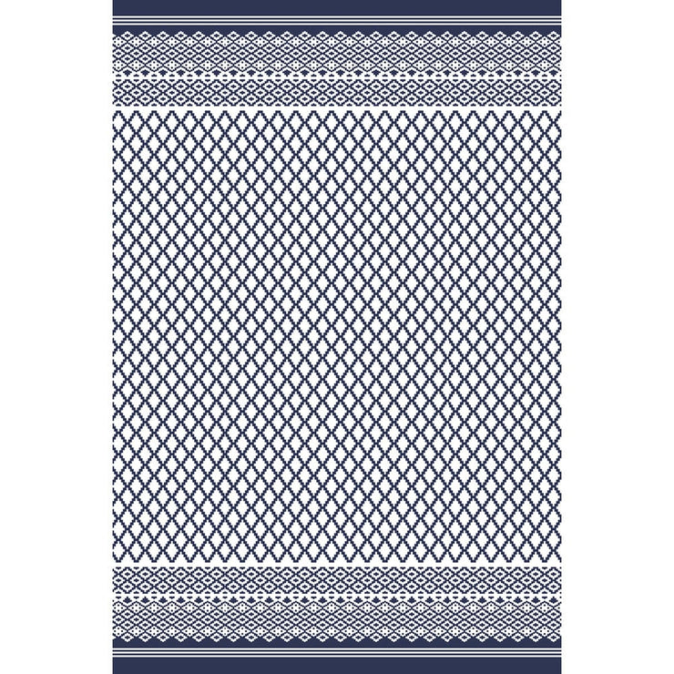 Summerfushion Outdoor Garden Waterproof Reversible Rectangle Rug in Blue and White