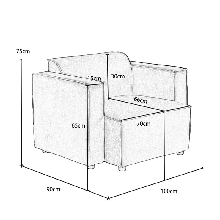 Tessa Modular Single Sofa With 2 Arms