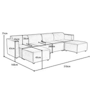 Tessa Modular 4 Seater Sofa with 2 Ottomans