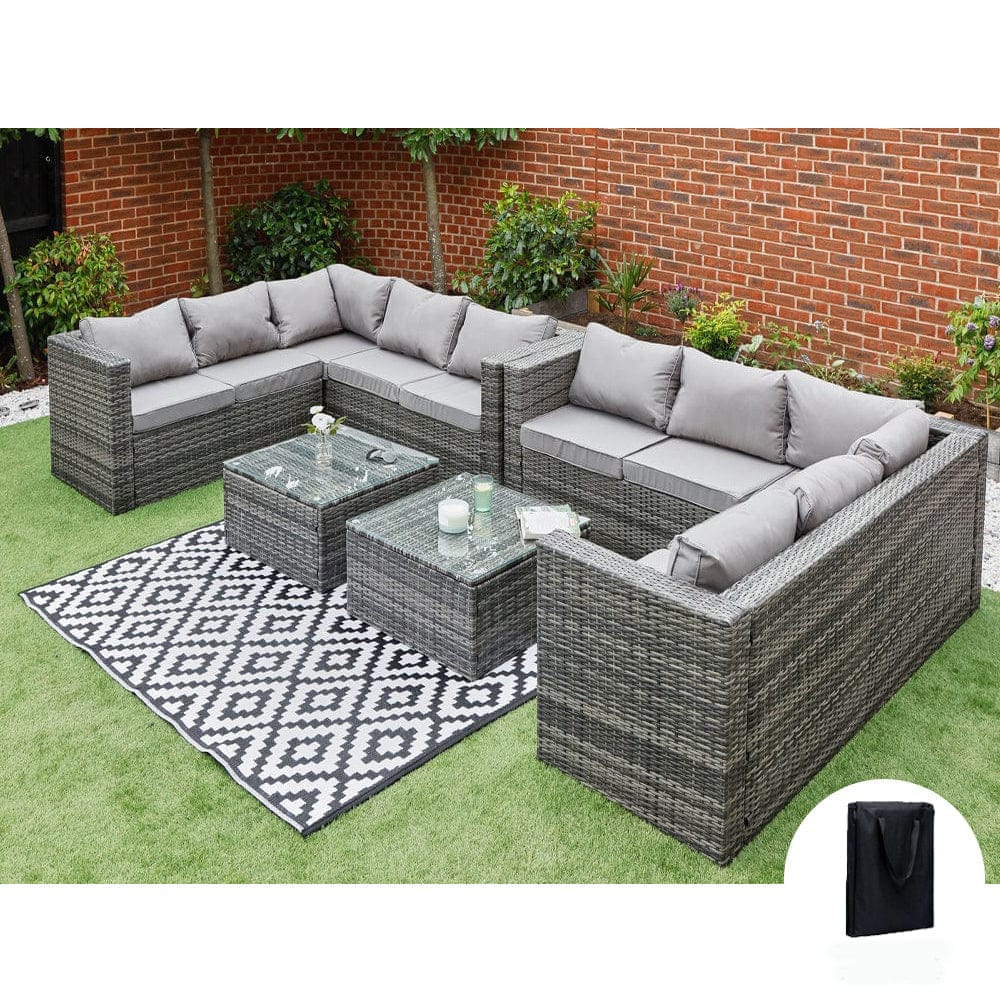 Vancouver 10 Seater Rattan Corner Sofa Patio Set