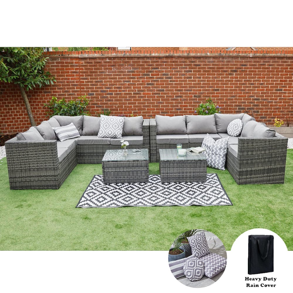 Vancouver 10 Seater Rattan Corner Sofa Patio Set