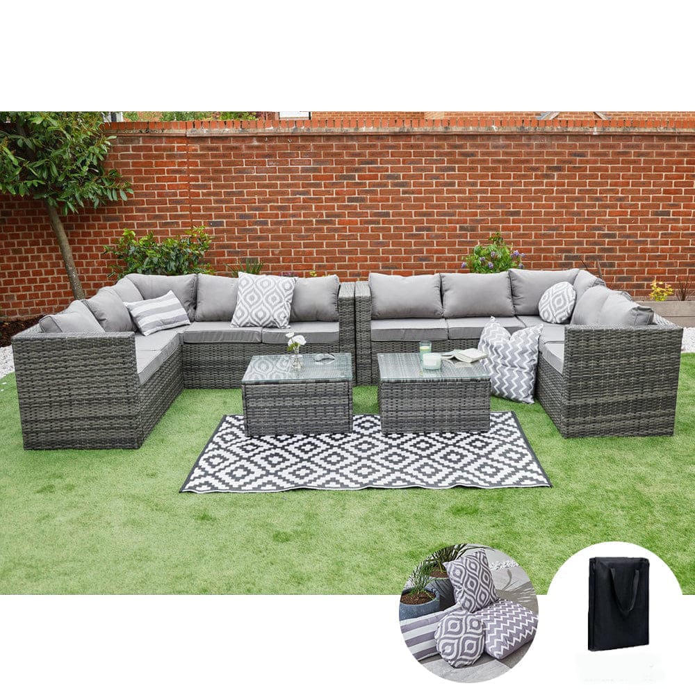 Vancouver 10 Seater Rattan Corner Sofa Patio Set